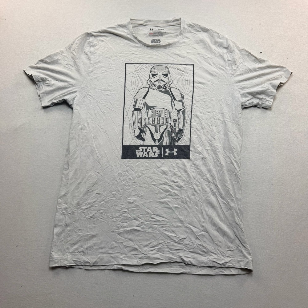 Under Armour Star Wars T-Shirt Mens Medium Light Gray Excellent Stormtrooper Tee